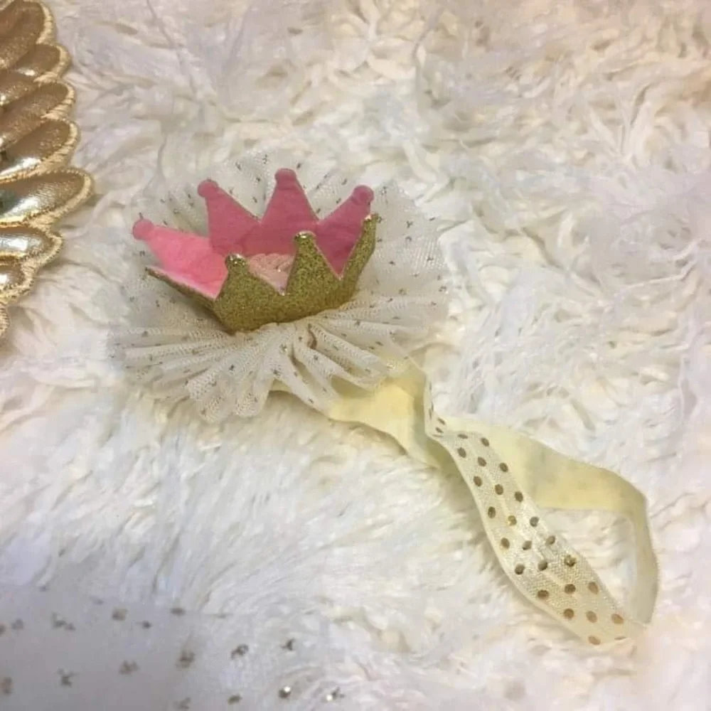 Newborn photo crop set Angel Costume Set White Gold Good Tutu‎ Wings Headband